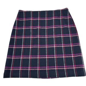 Talbots Womens Navy Plaid Straight Wool Skirt Size 10